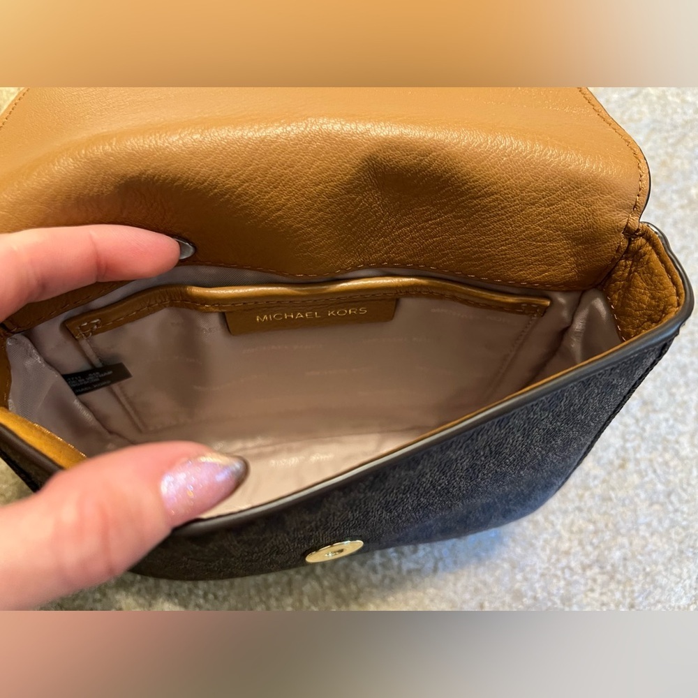 NWT Michael Kors Brown and Acorn Half Dome Crossbody Bag - Picture 11 of 12